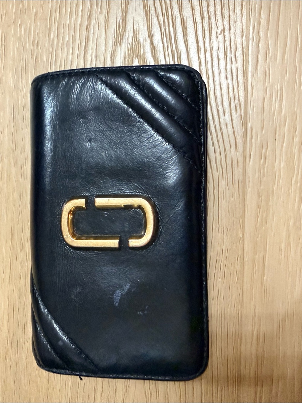 Black Marc Jacobs Leather Wallet  with Gold Accent